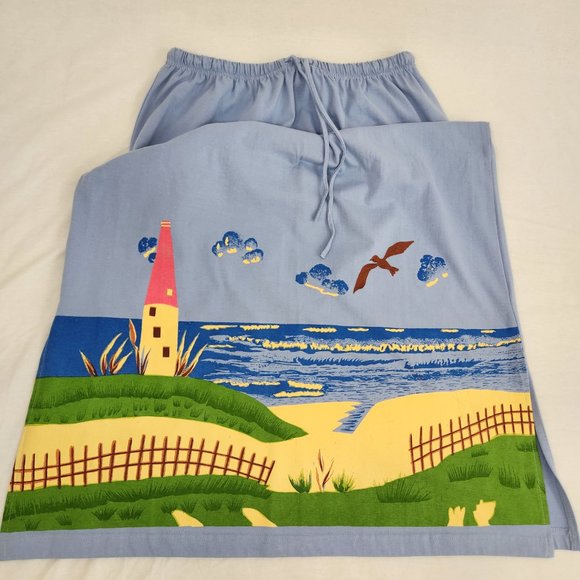 Vintage KAKTUS Fairy Artsy Blue Printed Novelty Set of Two T-Shirt/Skirt Size L. - Picture 15 of 16